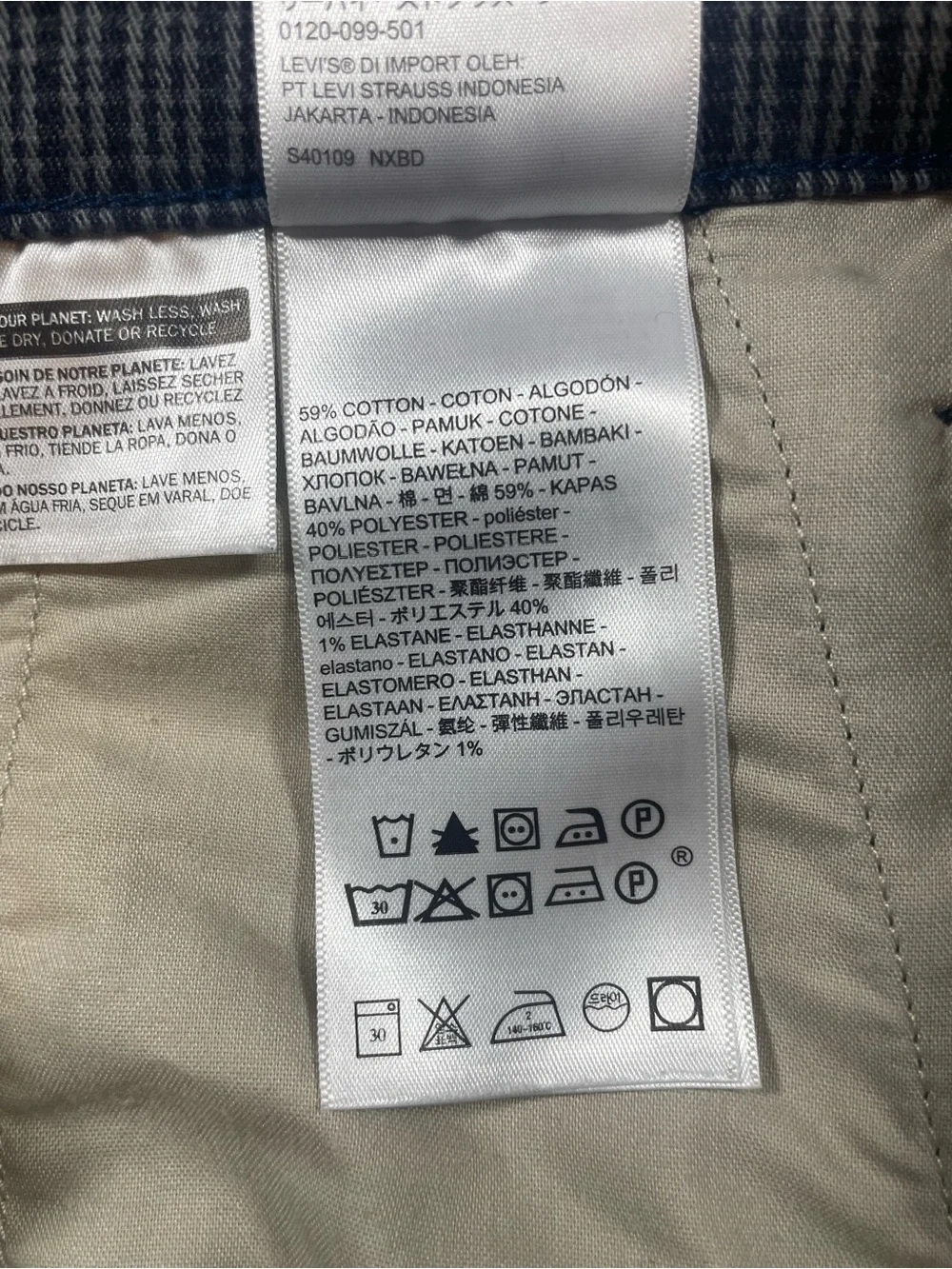 Levi's XX Chino Men's Gray & Black Checkered  Chinos 44x30